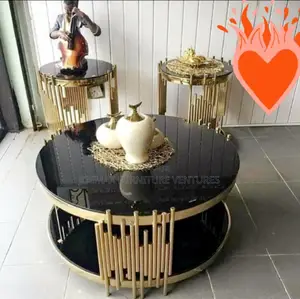 Royal Wooden Center Table With Two Side Stools.