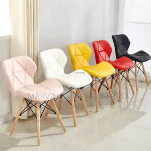 Leather Dining Chair With Wooden Legs in Different Colors