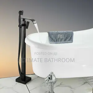 Black Waterfall Standing Bath Mixer Tap