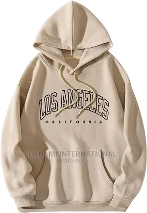 Classic Hoodie in Nude Colour With Los Angeles Letter