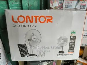 Lontor 12" Rechargeable Table Fan With Free Solar Panel