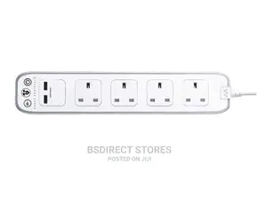Masterplug WHITE 4 Socket Power Surge Protected Lead + 2 USB