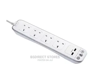 Masterplug WHITE 4 Socket Power Surge Protected Lead + 2 USB