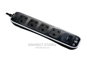 Masterplug BLACK 4 Socket Power Surge Protected Lead + 2 USB