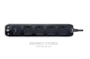 Masterplug BLACK 4 Socket Power Surge Protected Lead + 2 USB