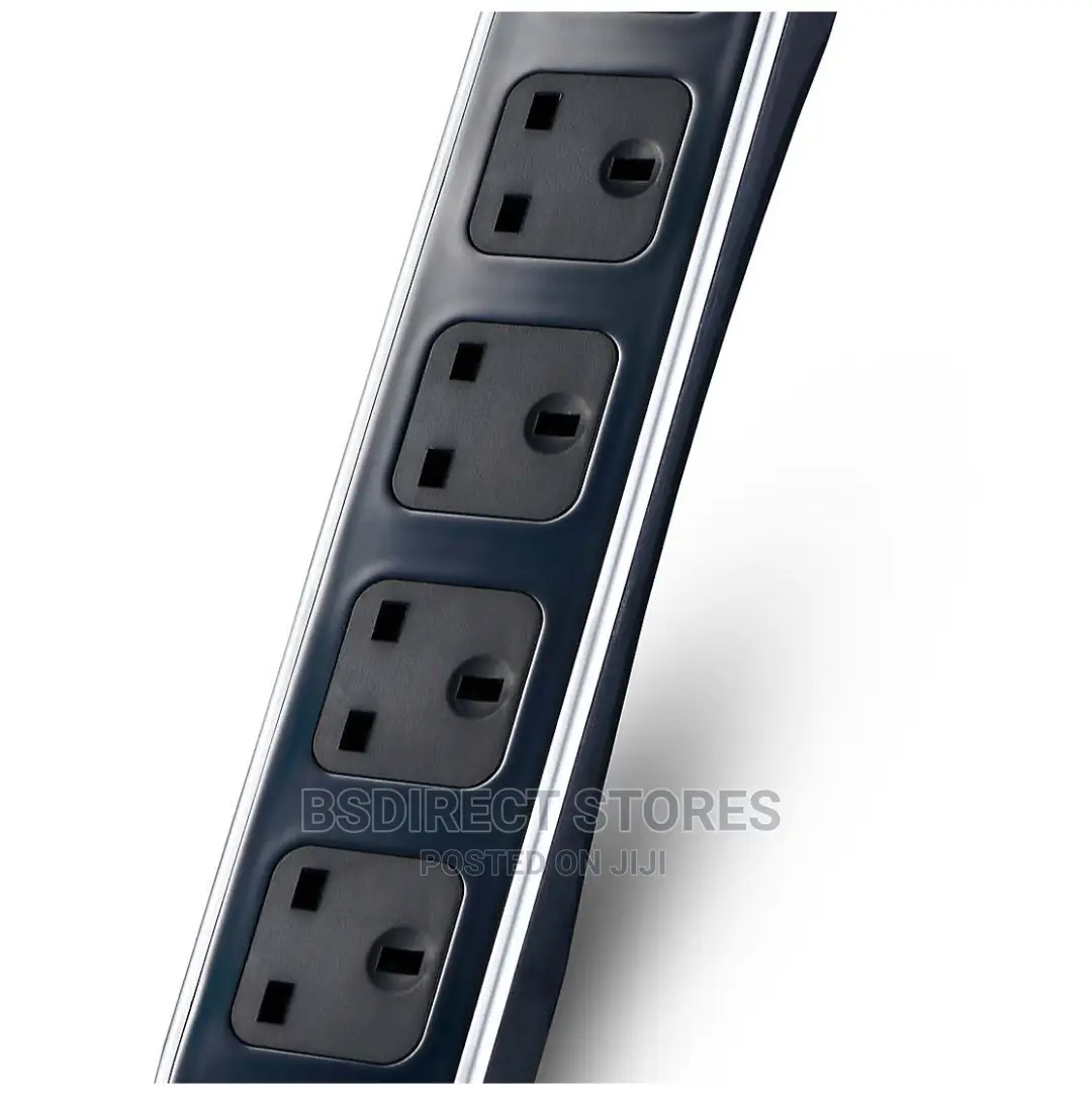 Masterplug BLACK 4 Socket Power Surge Protected Lead + 2 USB