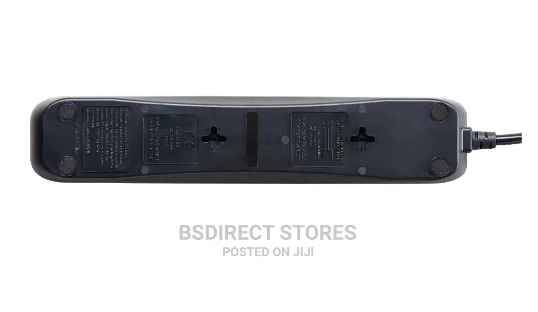 Masterplug BLACK 4 Socket Power Surge Protected Lead + 2 USB