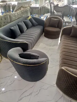 Modern 8 Seater Living Room Living Fabric Made Royal Sofa Chair. 