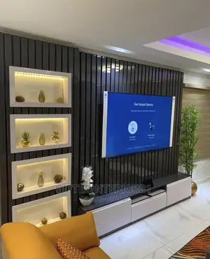 Tv Console With Wall Cladding and Led Lights