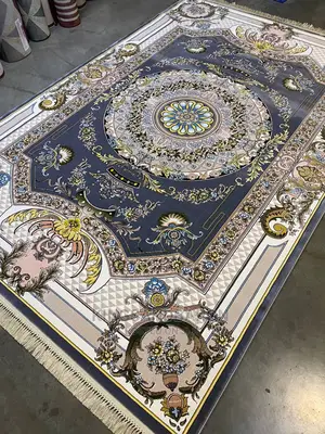 10*13fts Navy Blue/Gold/Cream Quality Arabian Center Rug(7x10fts/8x11)