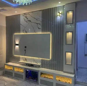Tv Console With Wall Cladding, Panel and LED Lights