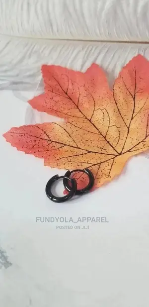 Pure Stainless Steel Loop Black Earring