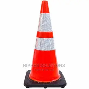 Orange Safety Traffic PVC Cones With Two Reflective Collars - Set