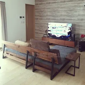 Stylish Natural Timber Metal Framed Sofa