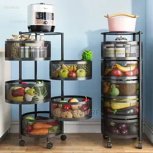 5 Tier Rotating Storage Basket Rack Stackable Metal Basket