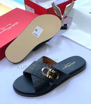 Original Salvatore Ferragamo Men Leather Slippers