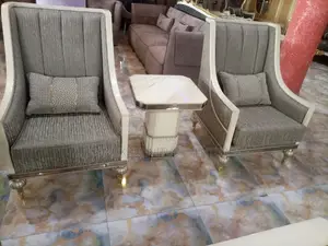 Modern 8 Seater Living Room Living Fabric Made Royal Sofa Chair.