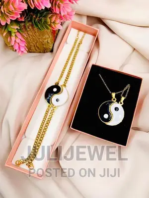 Half Moon Friendship/Couple Necklace and Bracelet Set