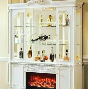 White Wooden New Modem Single Wine Bar With Fireplace