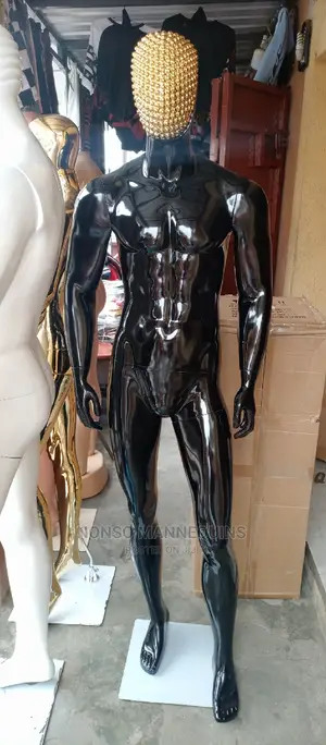 Brand New Male Glossy Black Fibre Mannequin With Stone Face