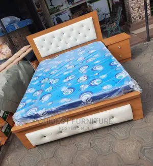 Quality Wooden 4.5by6 Bed Frame With One Bed Side.