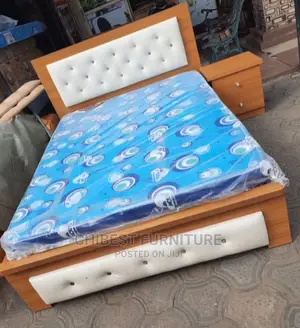 Quality Wooden 4.5by6 Bed Frame With One Bed Side.