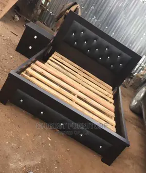 Quality Wooden 4.5by6 Bed Frame With One Bed Side.