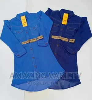 Denim Long Sleeve Girl Gown