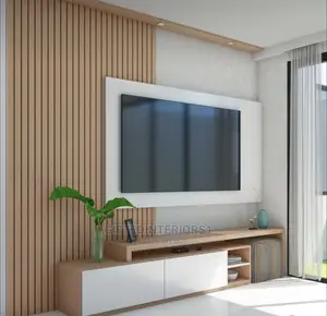 Tv Console With Wall Cladding and Panel