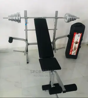 Weightlifting Bench and 50kg Barbell Set (New)