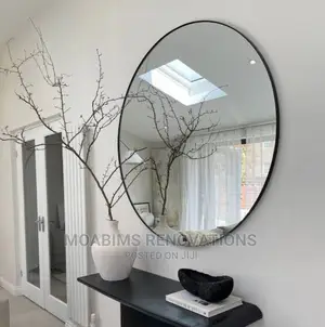 60cm Black Minimalist Round Wall Mirror