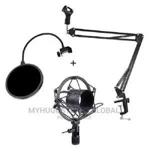 Desktop Mic Scissor Arm Stand + Shock Mount + Filter +Clip