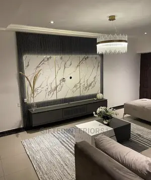 Tv Console With Wall Cladding and Led Light