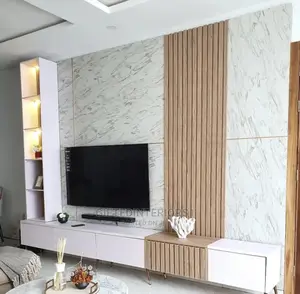 Tv Stand With Wall Cladding and Led Light