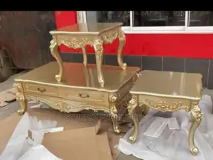 Royal Gold Table With 2 Side Stools