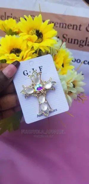 Unisex Cross Stone Brooch
