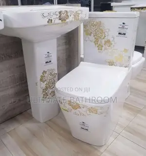 Gold Flower Design Watercloset