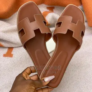 Original HERMES Leather Slippers Available in Store