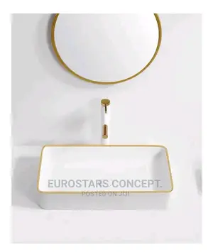 White an Gold Ceramic Wash Hand Basin