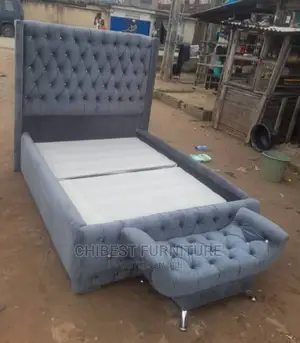 Quality 4.5by6 Upholstery Padded Bed Frame With One Footrest
