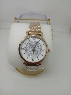 Emporio Armani Ladies Studed Face Watch - Rose Gold Watch