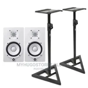 Yamaha Hs5 White Studio Monitor With Two Monitor Stand