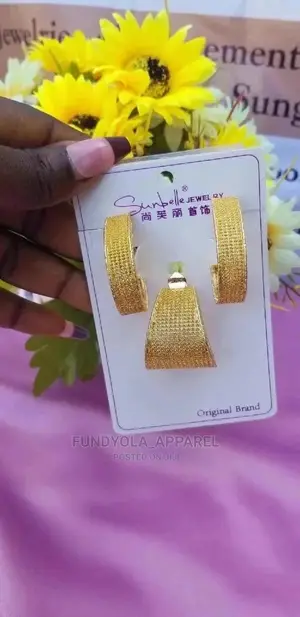 Bold Gold Plated Earring and Pendant
