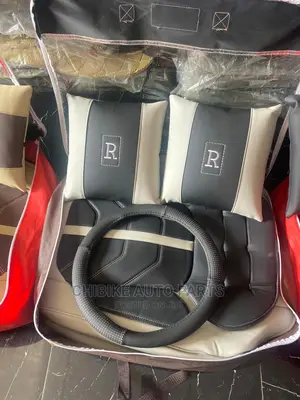 (R) Power Leather Seat Cover, Milk and Black