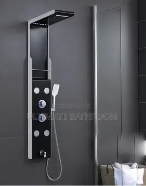 Classic Black Power Shower With Led And Waterfall