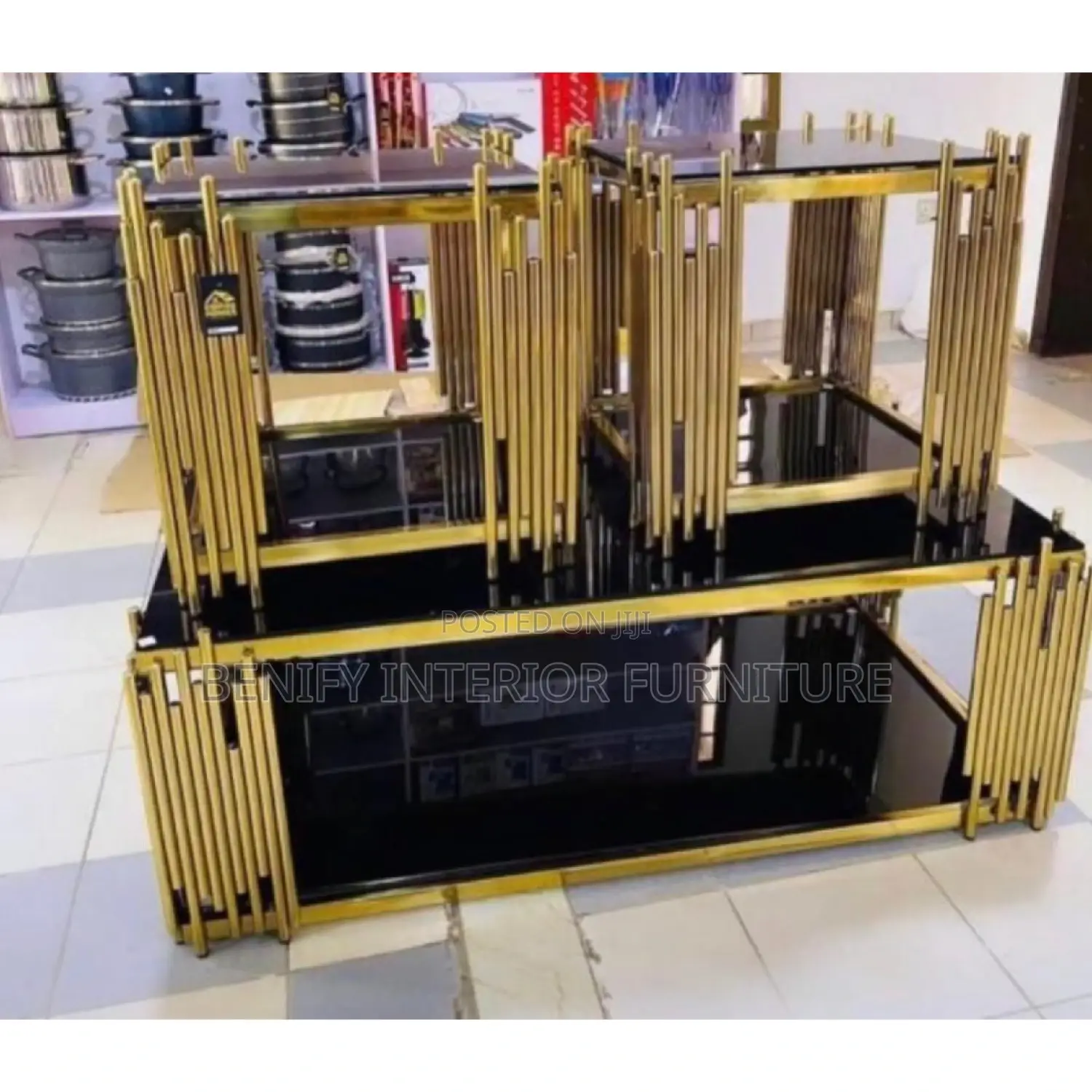 Glass Center Table With Side Stool