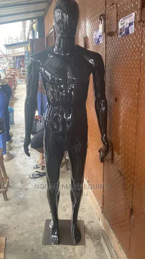 Glossy Black Faceless Full Body Male Mannequin