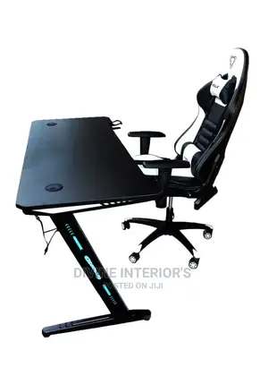 Office Gaming Desk With LED Light and Gaming Chair