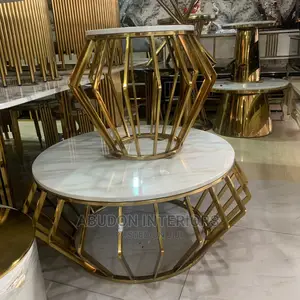 Golden Center Table and Stool