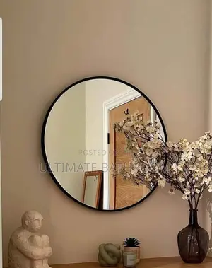70×70 Black Frame Simple Mirror